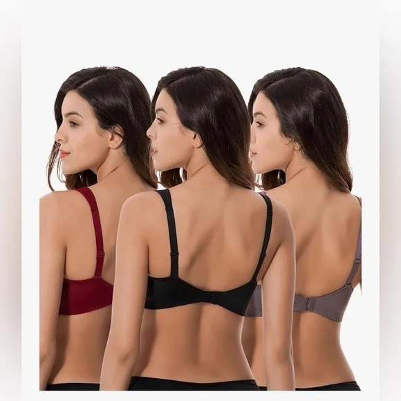 🆕 Plus Size Unlined Minimizer Wirefree Bras with Embroidery Lace-3Pack - Picture 2 of 3